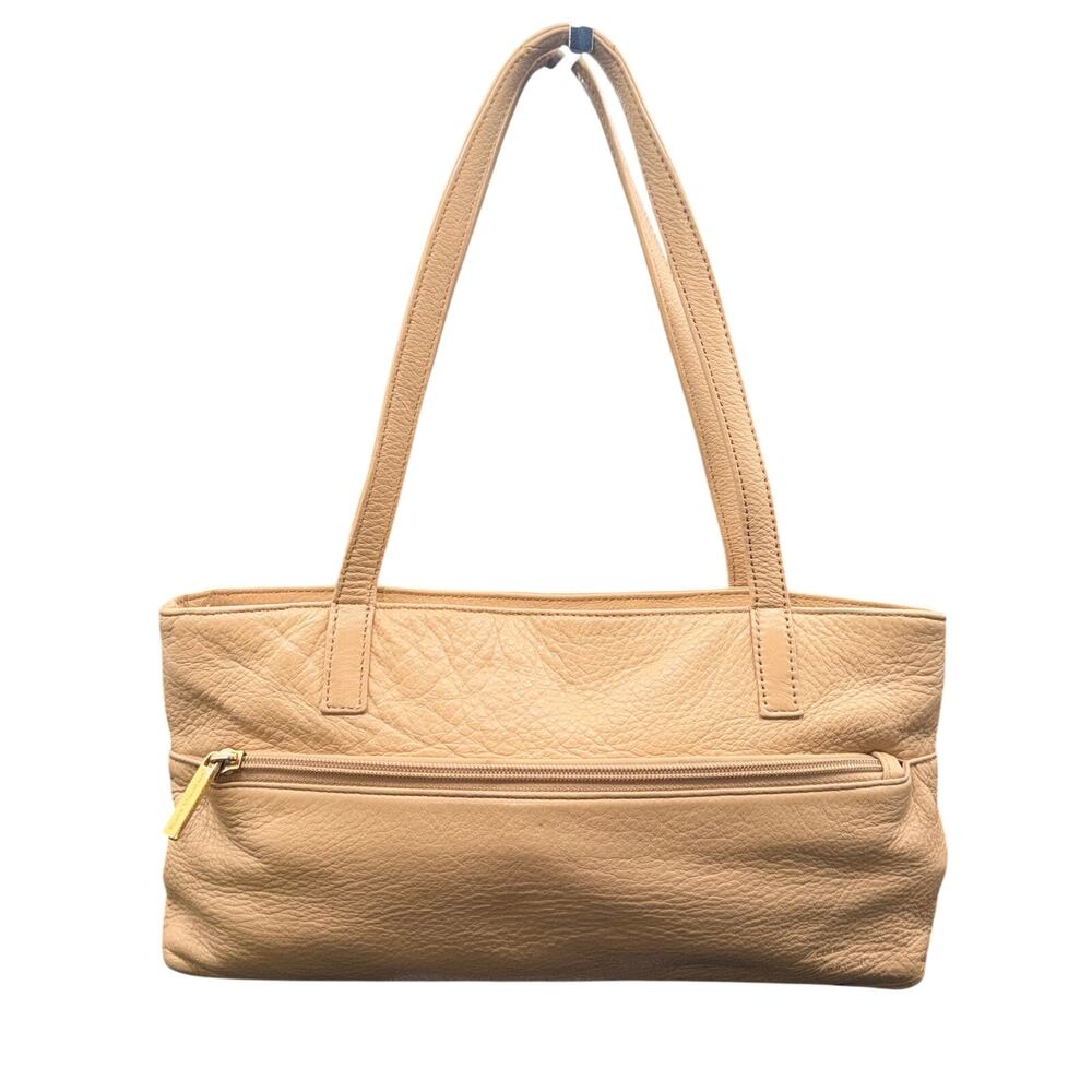 Stone Mountain Tan Pebbled Leather Shoulder Tote Bag Organizer Pockets